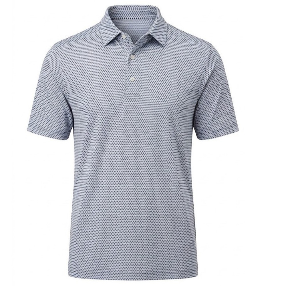 FootJoy Mens Performance Golf Polo Shirt Blue Geometric Diamond Print Large L FJ